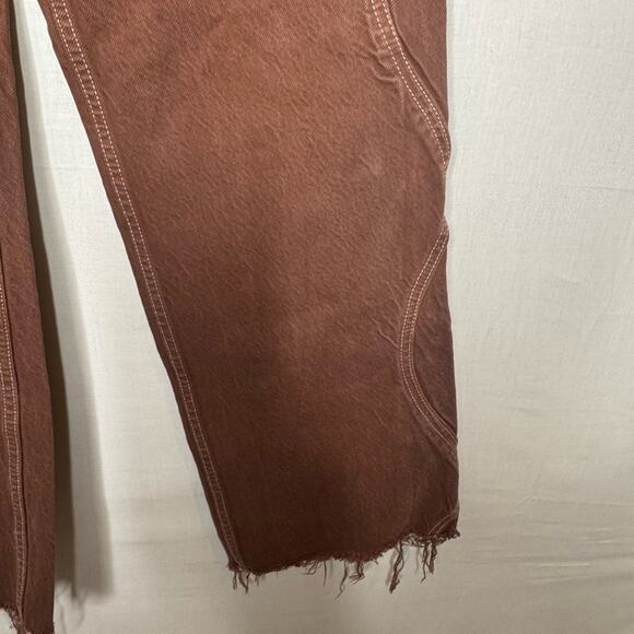 Zara Women’s Wide Leg Raw Hem Jean Sz 2 Wavy Side Seam Boho Western - Picture 7 of 13